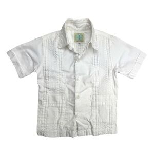 Dos Carolinas Kid's 3T Short Sleeve 2 Pocket Guayabera White Embroidered Cotton
